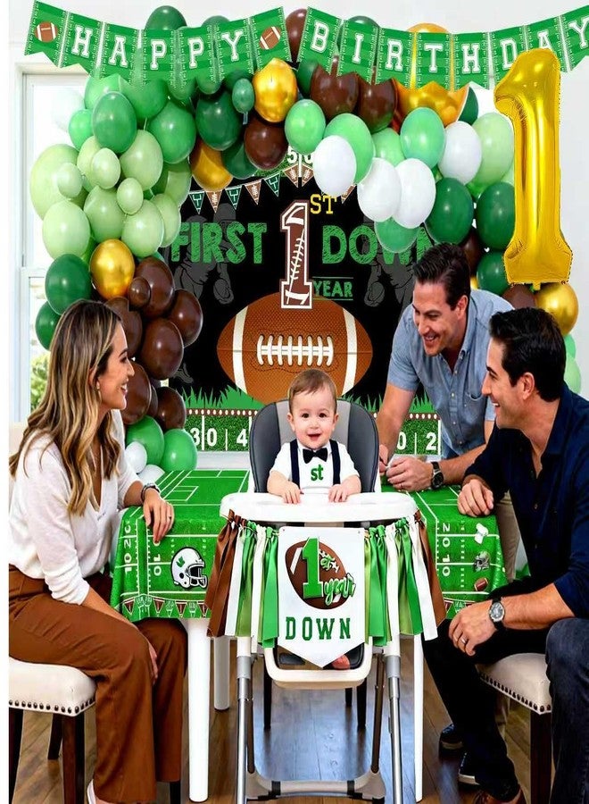 BEOXAGAR 183 PCs 1st Year Down Football Birthday Party Decorations,First Year Down Football Decorations for Boys with 1st Year Down tablecloth, Photo Banner, Balloons, Cake Topper, High Chair Banner.... - Image 2